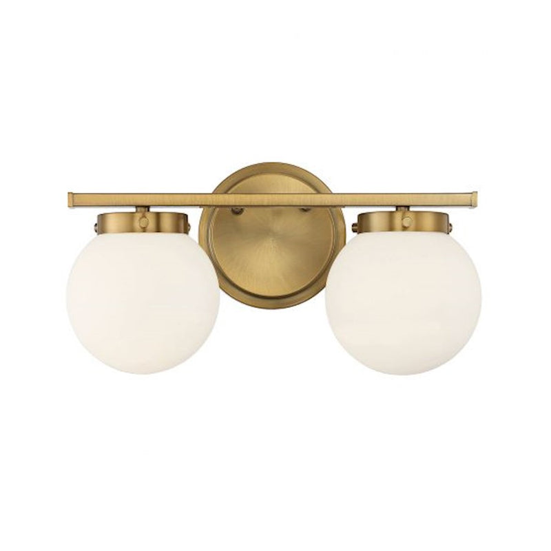 Savoy House 2-Light 16" Bathroom Vanity Light, Natural Brass/Opal