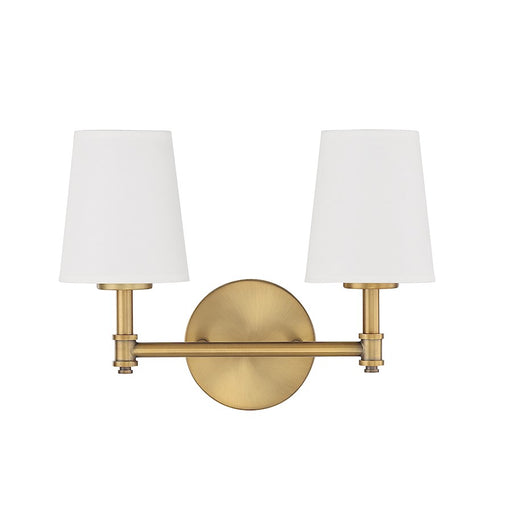 Savoy House 2-Light 15" Bathroom Vanity Light, Natural Brass/Linen