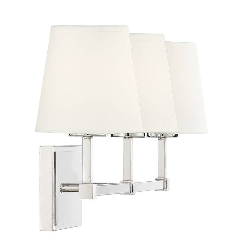 Meridian Contemporary 3 Light 9" Bathroom Vanity, Polished Nickel
