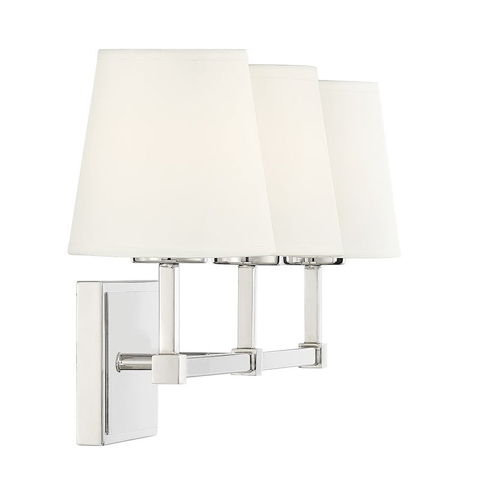 Savoy House 3-Light 24" Bathroom Vanity Light, Polished Nickel/Linen