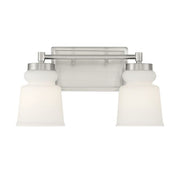 Savoy House 2-Light 15" Bathroom Vanity Light, Brushed Nickel/Milk - M80057BN