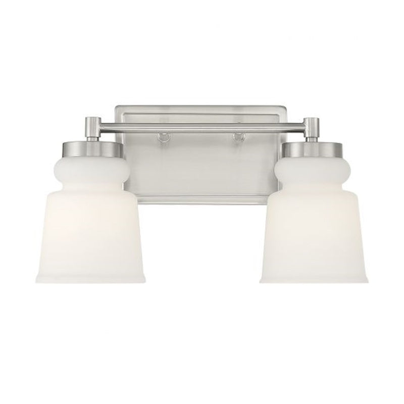 Savoy House 2-Light 15" Bathroom Vanity Light, Brushed Nickel/Milk
