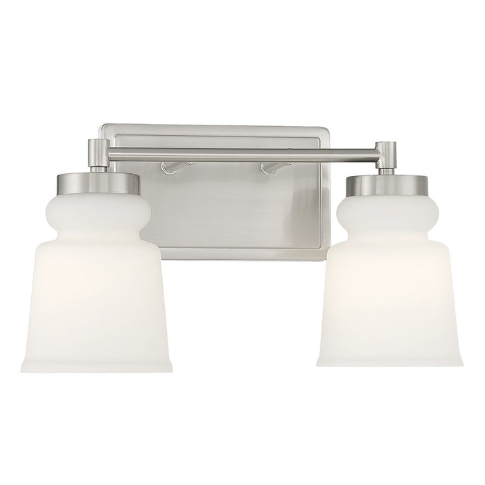 Savoy House 2-Light 15" Bathroom Vanity Light, Brushed Nickel/Milk