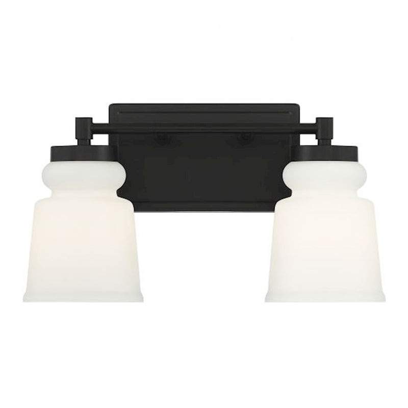 Savoy House 2-Light 15" Bathroom Vanity Light, Matte Black/Milk