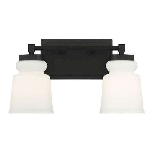 Savoy House 2-Light 15" Bathroom Vanity Light, Matte Black/Milk - M80057MBK