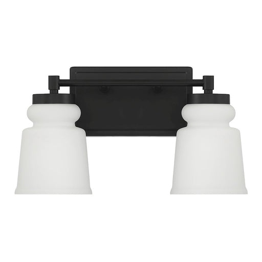 Savoy House 2-Light 15" Bathroom Vanity Light, Matte Black/Milk