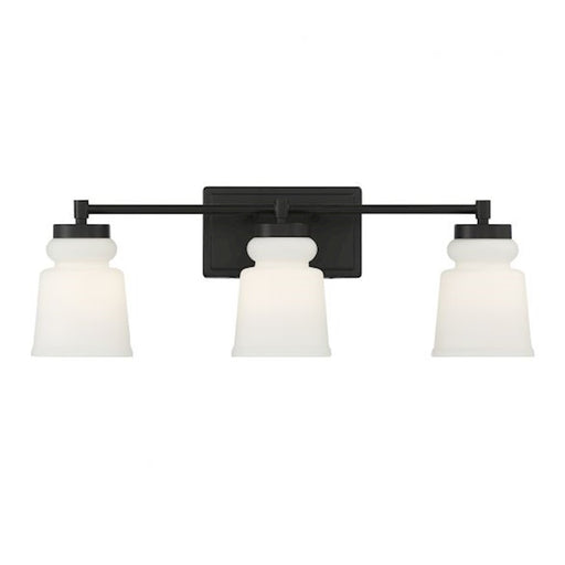 Savoy House 3-Light 24" Bathroom Vanity Light, Matte Black/Milk - M80058MBK