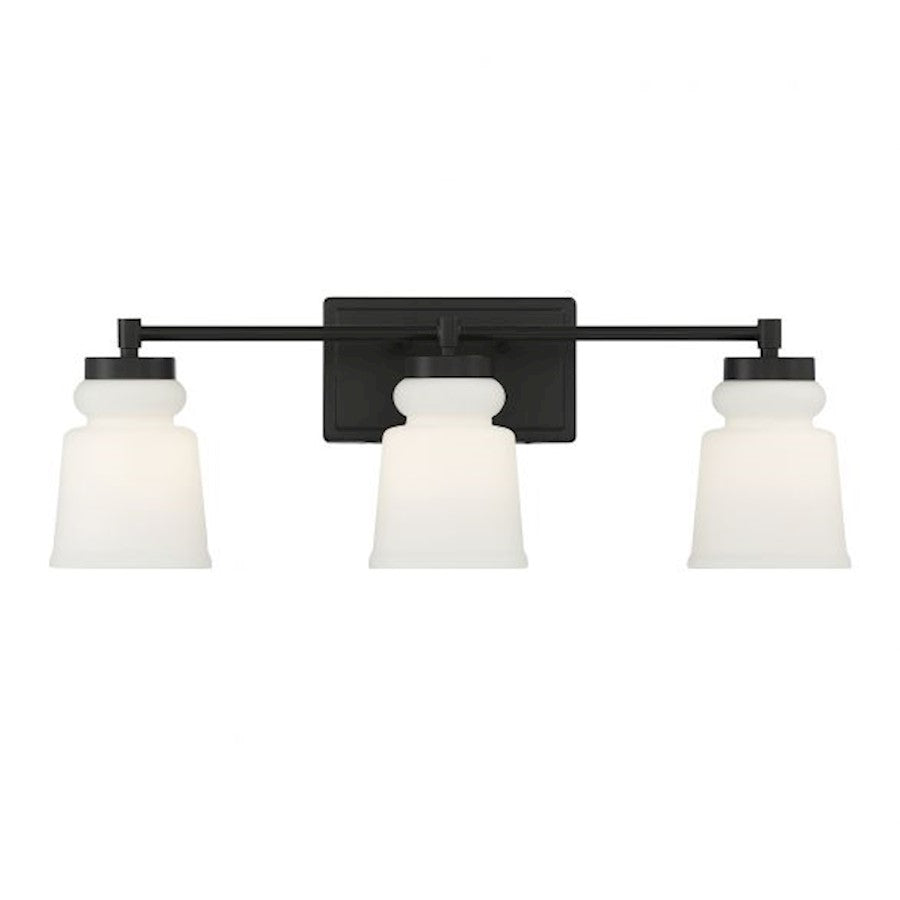 Savoy House 3-Light 24" Bathroom Vanity Light, Matte Black/Milk - M80058MBK