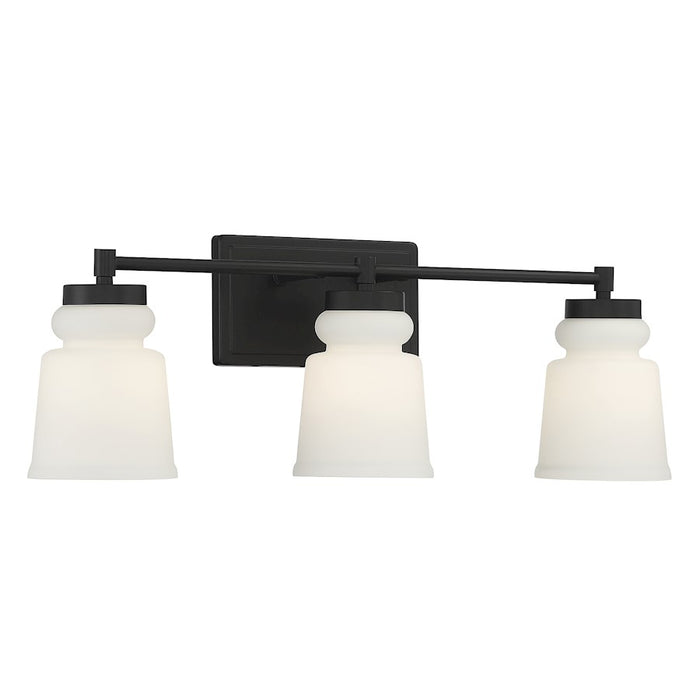 Savoy House 3-Light 24" Bathroom Vanity Light, Matte Black/Milk