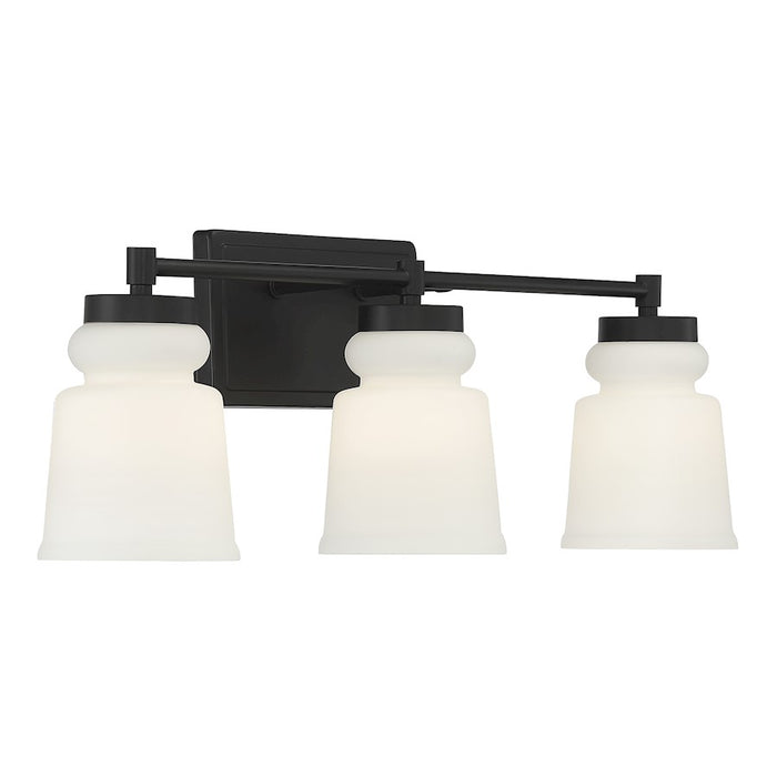 Savoy House 3-Light 24" Bathroom Vanity Light, Matte Black/Milk