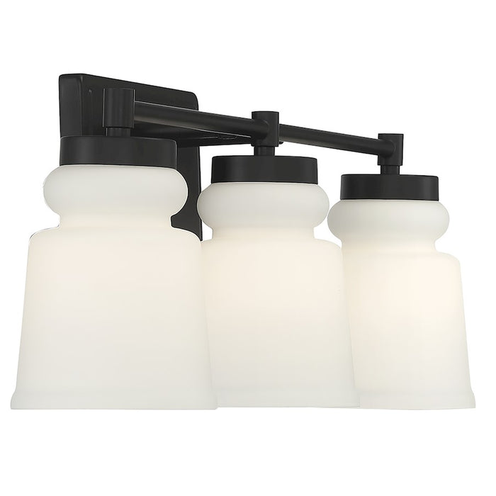 Savoy House 3-Light 24" Bathroom Vanity Light, Matte Black/Milk