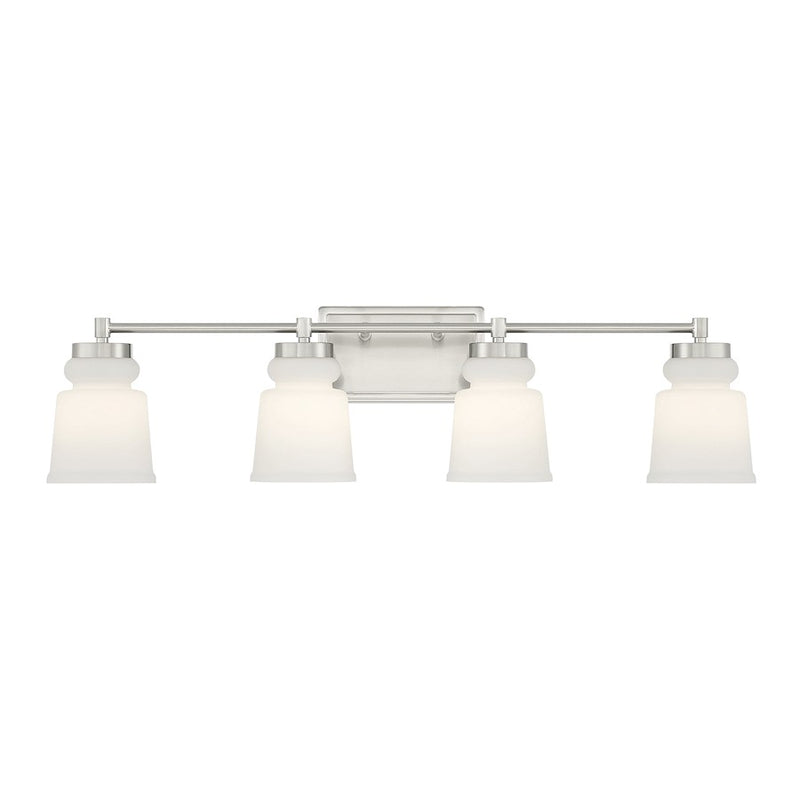 Savoy House 4-Light 32" Bathroom Vanity Light, Brushed Nickel/Milk