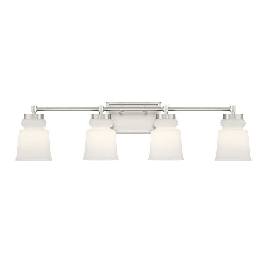 Savoy House 4-Light 32" Bathroom Vanity Light, Brushed Nickel/Milk - M80059BN