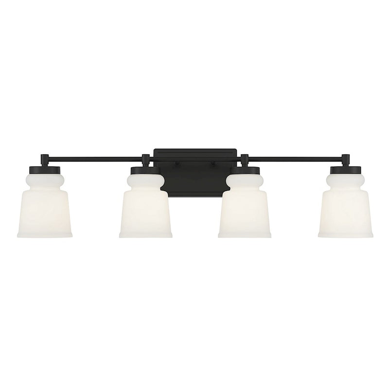 Savoy House 4-Light 32" Bathroom Vanity Light, Matte Black/Milk