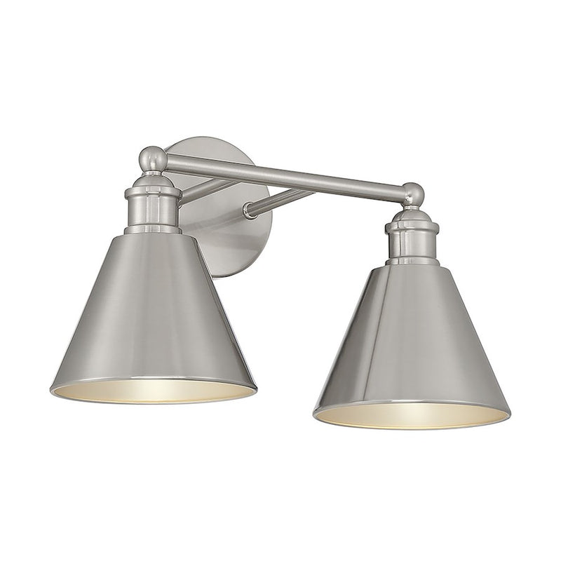 Savoy House 2-Light 17" Bathroom Vanity Light, Brushed Nickel/Brass