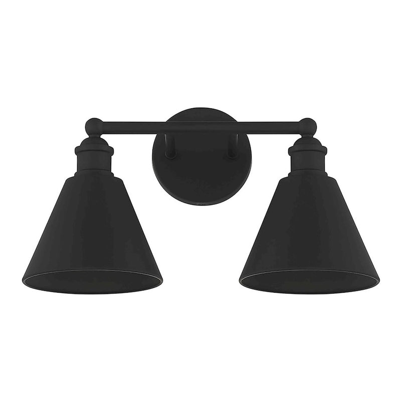 Savoy House 2-Light 17" Bathroom Vanity Light, Matte Black/Brass