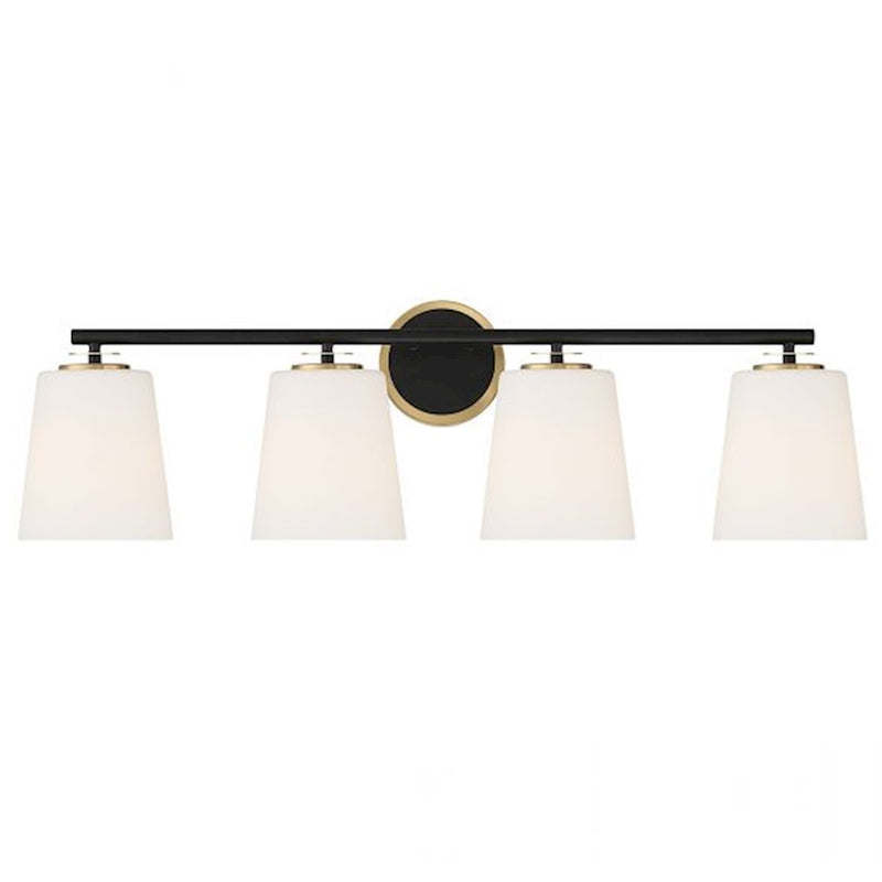 Savoy House 4Lt Bathroom Vanity Light, Black/Natural Brass
