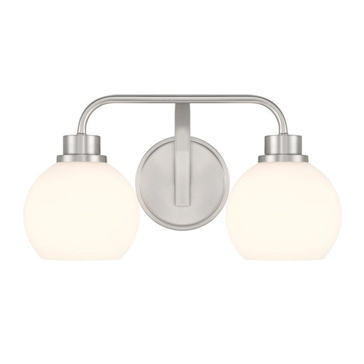 Savoy House Meridian 2Lt Bathroom Vanity Light, Nickel/White Opal - M80080BN