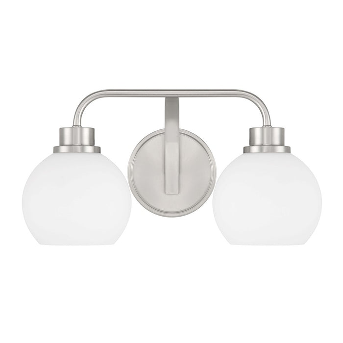 Savoy House Meridian 2Lt Bathroom Vanity Light, Nickel/White Opal