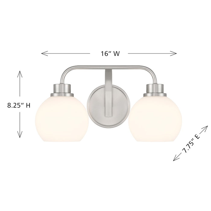 Savoy House Meridian 2Lt Bathroom Vanity Light, Nickel/White Opal