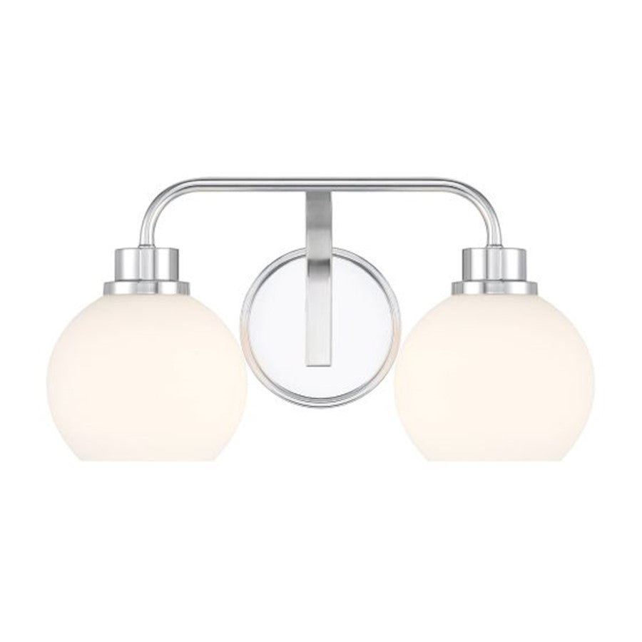 Savoy House Meridian 2Lt Bathroom Vanity Light, Chrome/White Opal - M80080CH