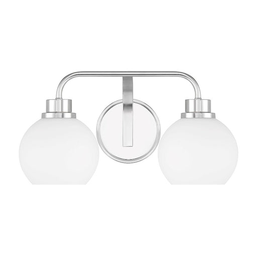 Savoy House Meridian 2Lt Bathroom Vanity Light, Chrome/White Opal