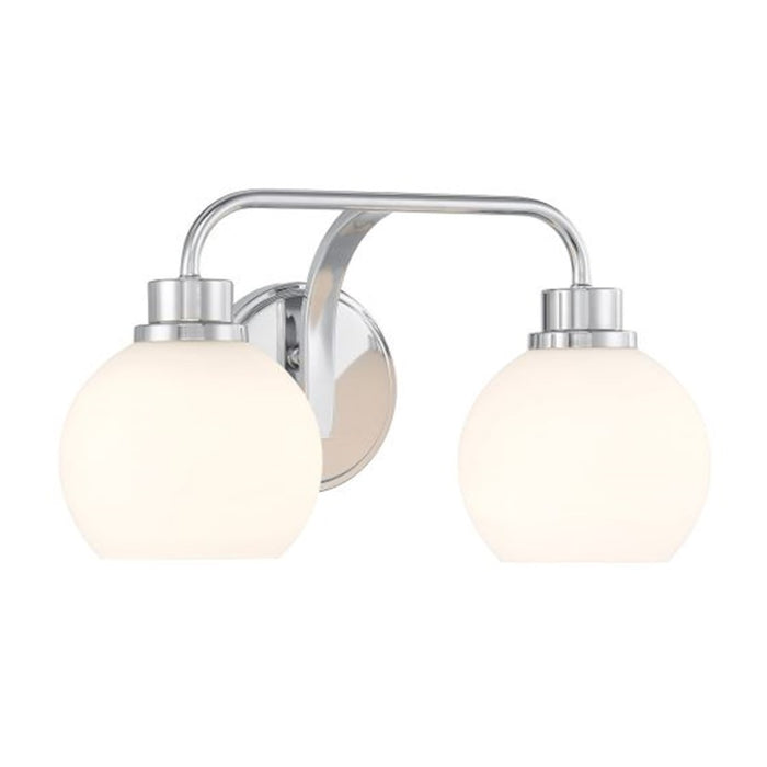 Savoy House Meridian 2Lt Bathroom Vanity Light, Chrome/White Opal