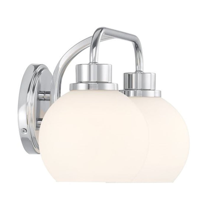 Savoy House Meridian 2Lt Bathroom Vanity Light, Chrome/White Opal