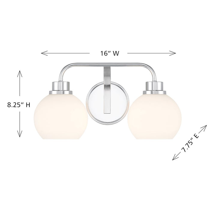 Savoy House Meridian 2Lt Bathroom Vanity Light, Chrome/White Opal