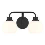 Savoy House Meridian 2Lt Bathroom Vanity Light, Black/White Opal - M80080MBK