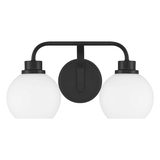 Savoy House Meridian 2Lt Bathroom Vanity Light, Black/White Opal