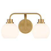 Savoy House Meridian 2Lt Bathroom Vanity Light, Brass/White Opal - M80080NB