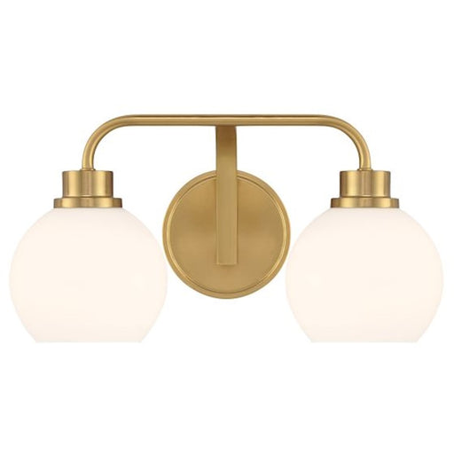 Savoy House Meridian 2Lt Bathroom Vanity Light, Brass/White Opal - M80080NB