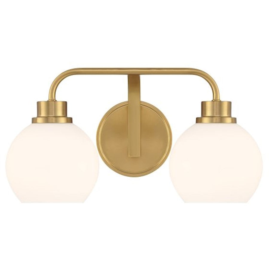 Savoy House Meridian 2Lt Bathroom Vanity Light, Brass/White Opal - M80080NB