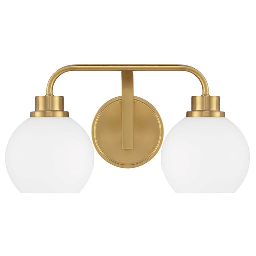Savoy House Meridian 2Lt Bathroom Vanity Light, Brass/White Opal