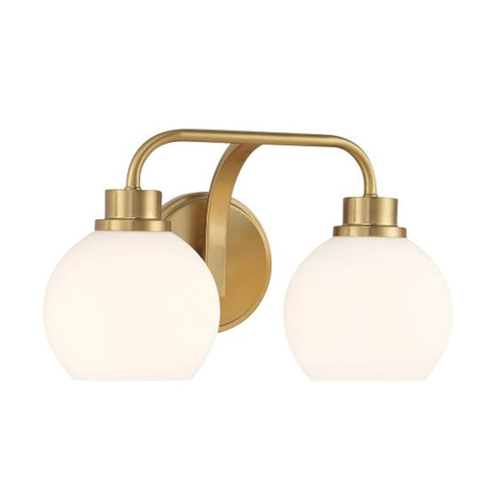 Savoy House Meridian 2Lt Bathroom Vanity Light, Brass/White Opal