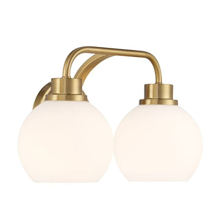 Savoy House Meridian 2Lt Bathroom Vanity Light, Brass/White Opal