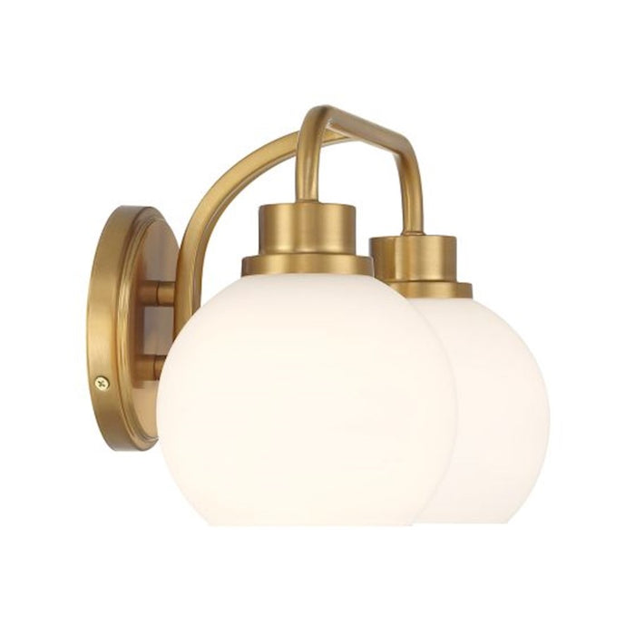 Savoy House Meridian 2Lt Bathroom Vanity Light, Brass/White Opal