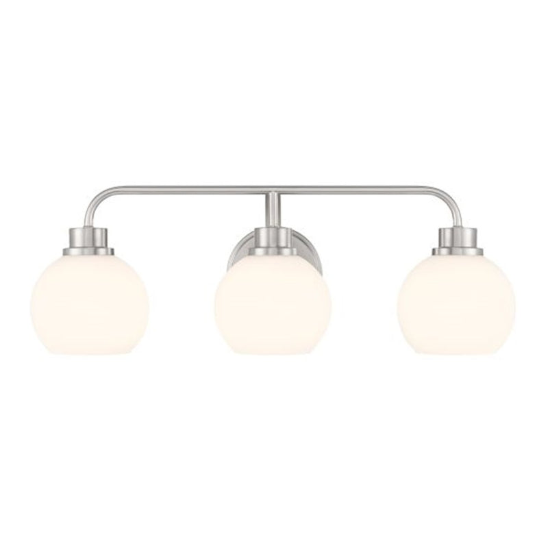Savoy House Meridian 3Lt Bathroom Vanity Light, Nickel/White Opal