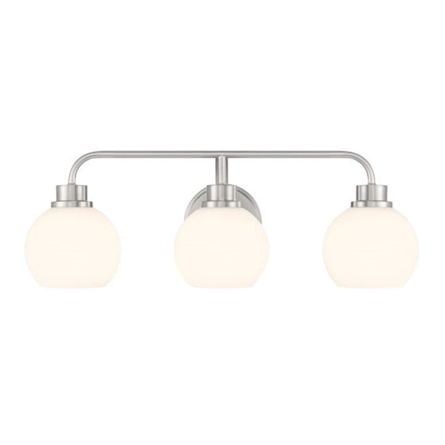 Savoy House Meridian 3Lt Bathroom Vanity Light, Nickel/White Opal - M80081BN