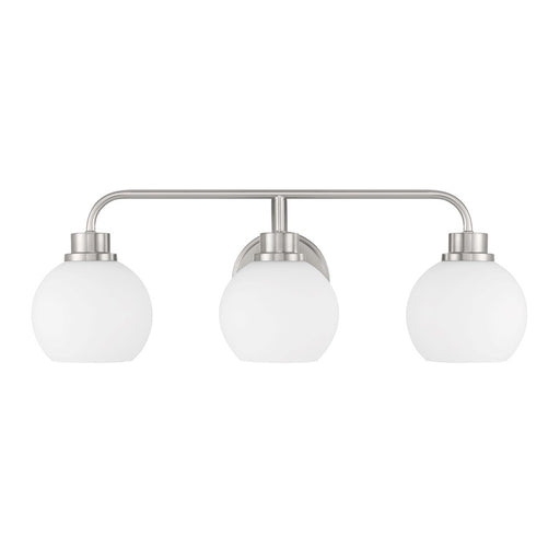 Savoy House Meridian 3Lt Bathroom Vanity Light, Nickel/White Opal