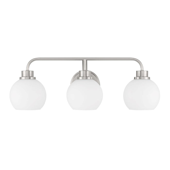 Savoy House Meridian 3Lt Bathroom Vanity Light, Nickel/White Opal