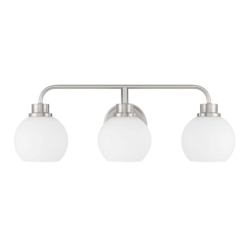 Savoy House Meridian 3Lt Bathroom Vanity Light, Nickel/White Opal