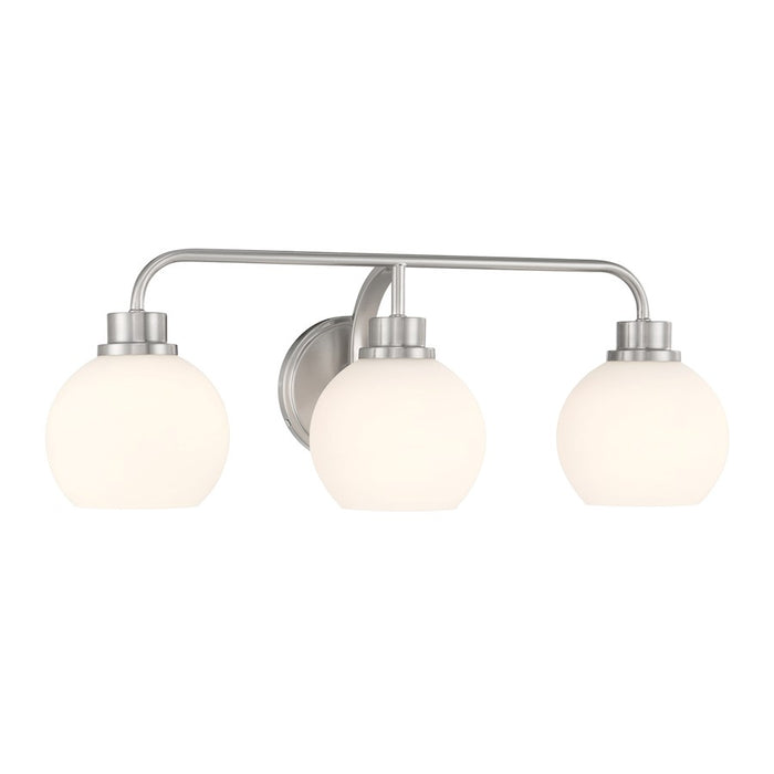 Savoy House Meridian 3Lt Bathroom Vanity Light, Nickel/White Opal