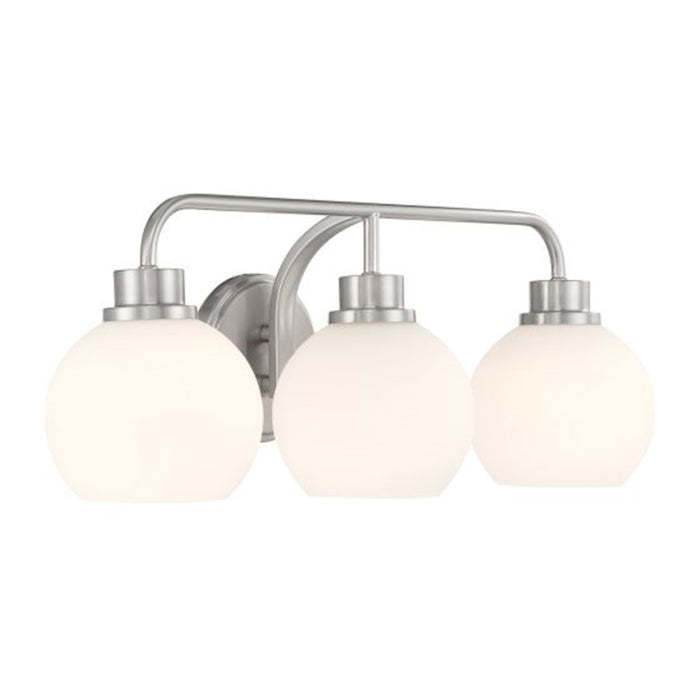 Savoy House Meridian 3Lt Bathroom Vanity Light, Nickel/White Opal