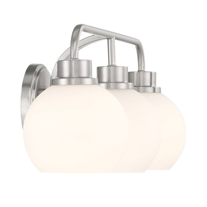 Savoy House Meridian 3Lt Bathroom Vanity Light, Nickel/White Opal