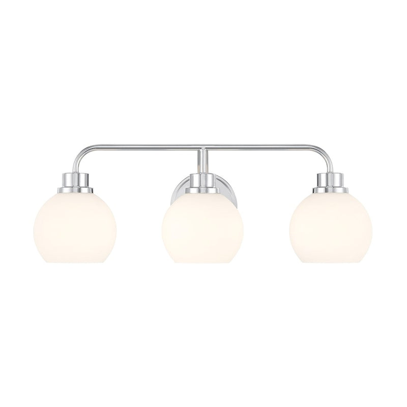Savoy House Meridian 3Lt Bathroom Vanity Light, Chrome/White Opal