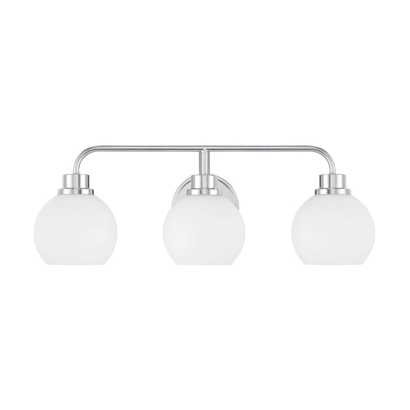 Savoy House Meridian 3Lt Bathroom Vanity Light, Chrome/White Opal
