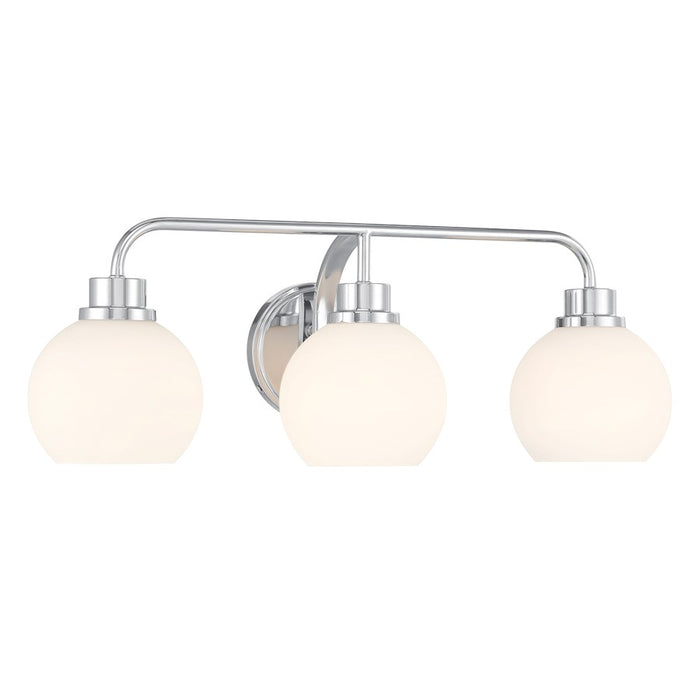 Savoy House Meridian 3Lt Bathroom Vanity Light, Chrome/White Opal