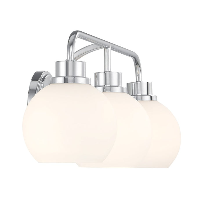 Savoy House Meridian 3Lt Bathroom Vanity Light, Chrome/White Opal